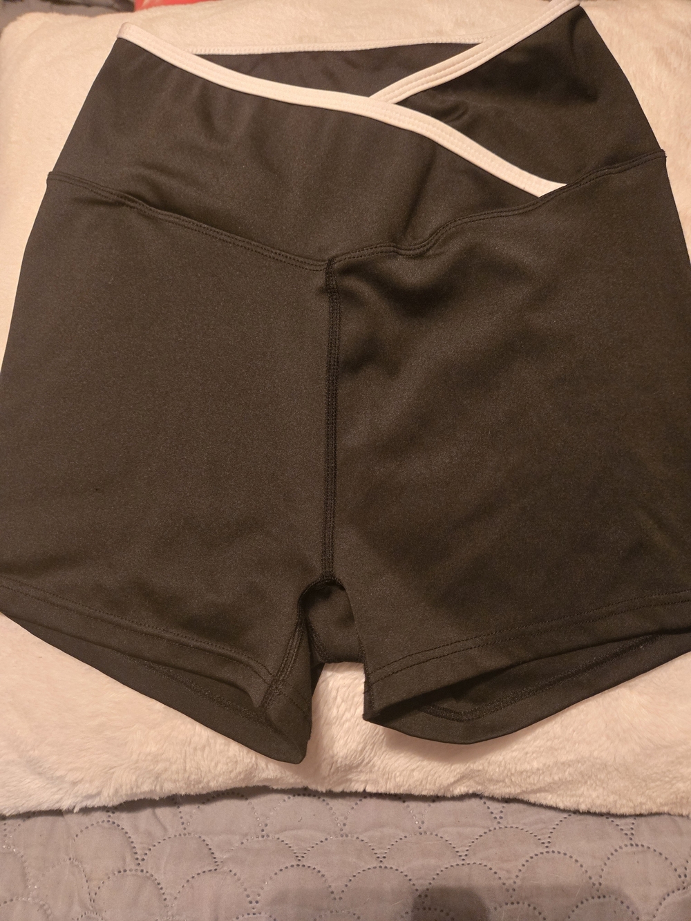 Forever 21 Black Athletic High-Rise Shorts with White Trim